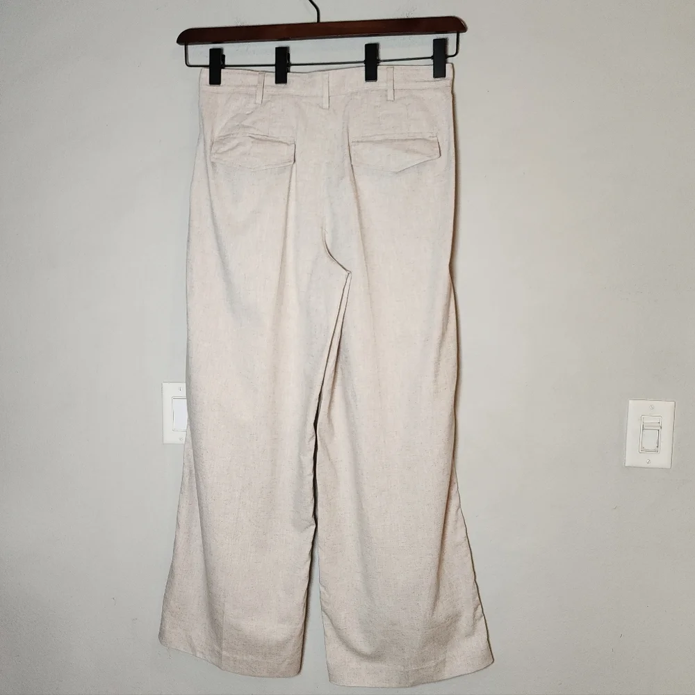 NWT Banana Republic Linen Blend Beige Pleated Wideleg Pants Women's Size 12